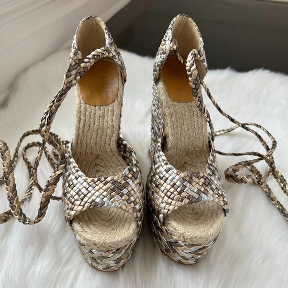 Hermès Women's Gold/Bronze Espadrille Sandals Size 38 - Picture 3 of 12